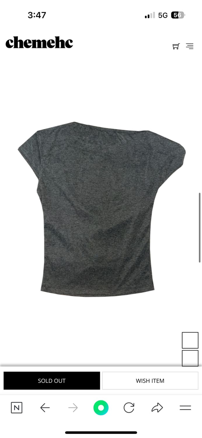 체메씨 DRAPED TWIST RIBBON T-SHIRT 차콜 상품이미지2