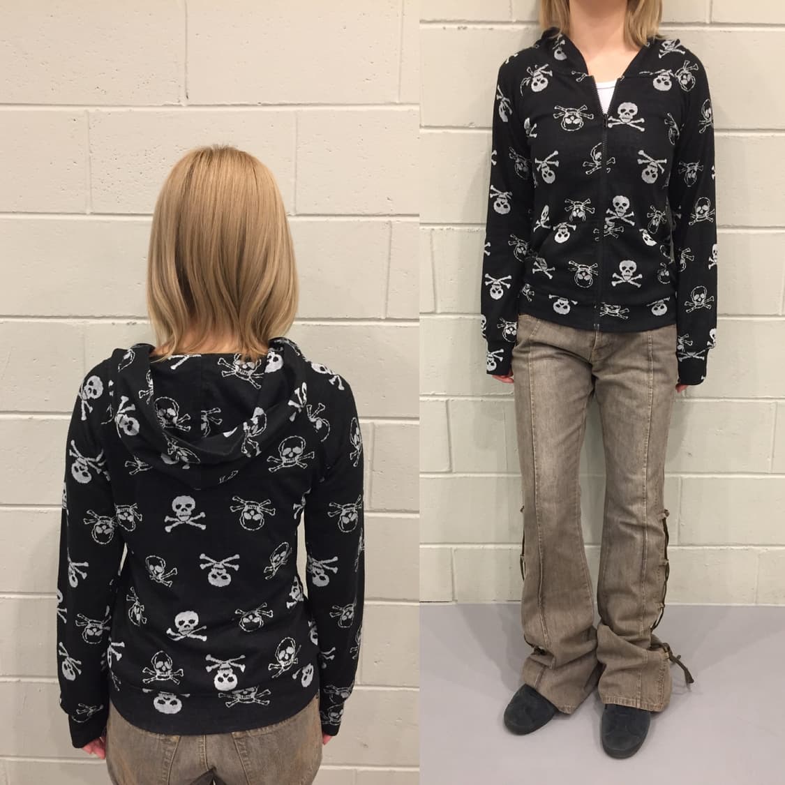 CRAZY ANGEL 스컬 패턴 후드집업 상품이미지1