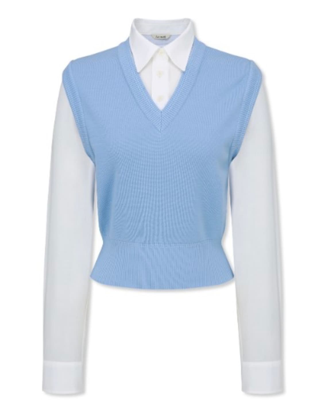 아비에무아 니트 베스트 레이어드 셔츠 (스카이블루) 상품이미지4