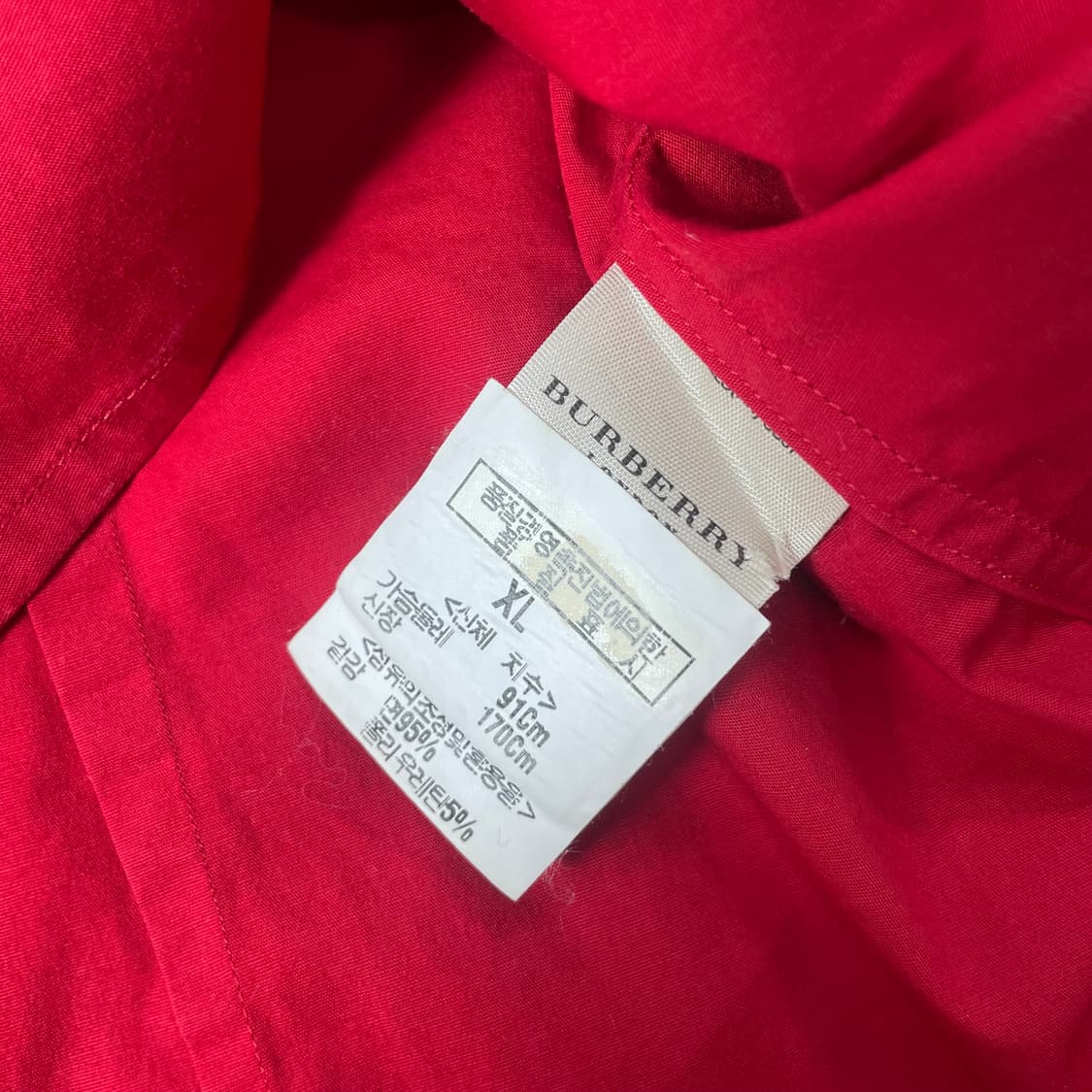 버버리 Burberry 기마 자수 로고 반팔 셔츠 레드 상품이미지5