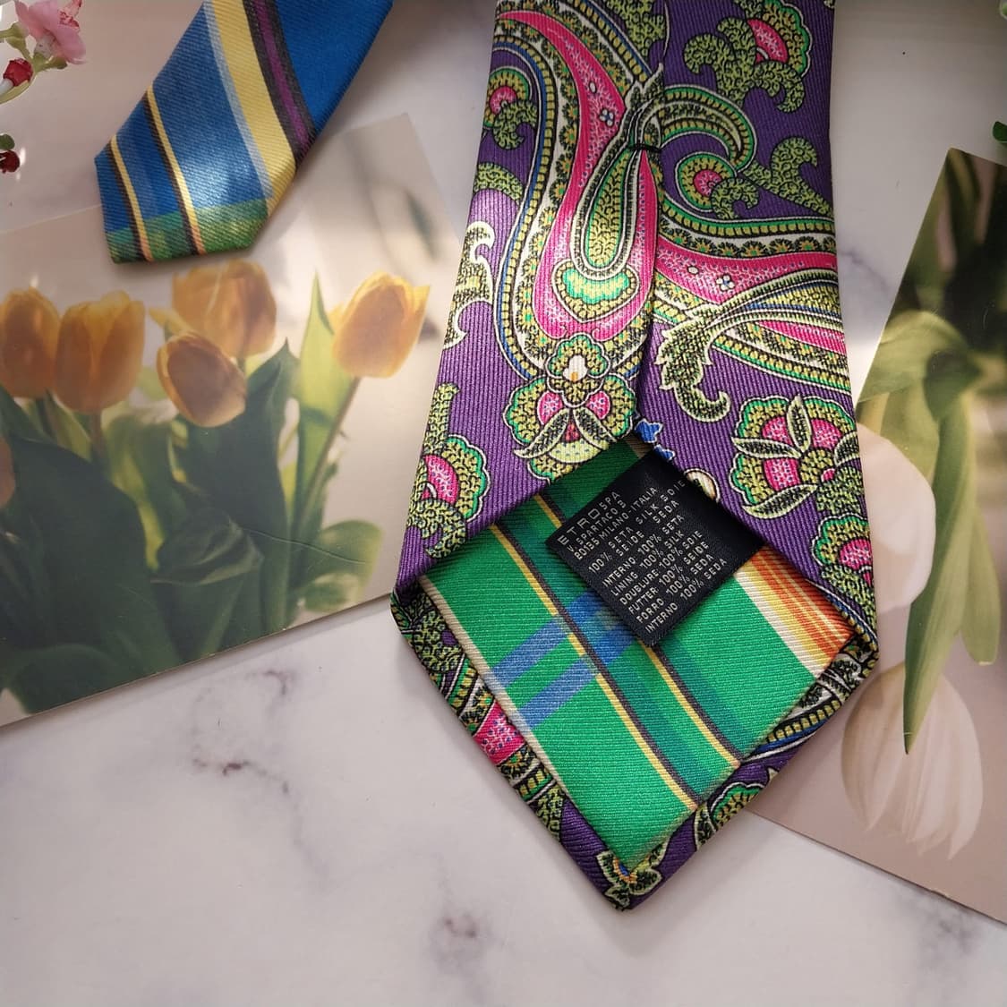 에트로 실크 퍼플 페이즐리 넥타이 8.6cm A+등급 K1534
 상품이미지6