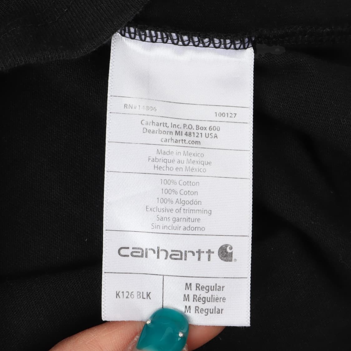 칼하트 블랙 k126 롱슬리브 상품이미지9