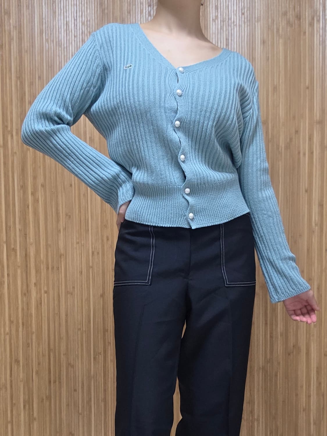 Lacoste / 진주버튼 민트 가디건 상품이미지3