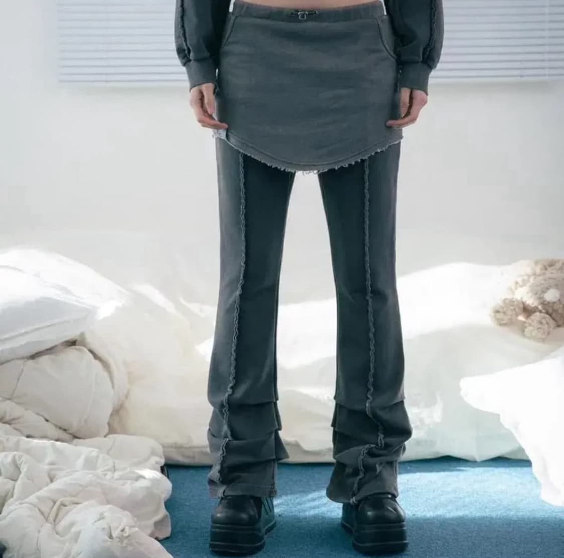 허그유어스킨 washed skirt pants 워시드 스커 트 팬츠 상품이미지1