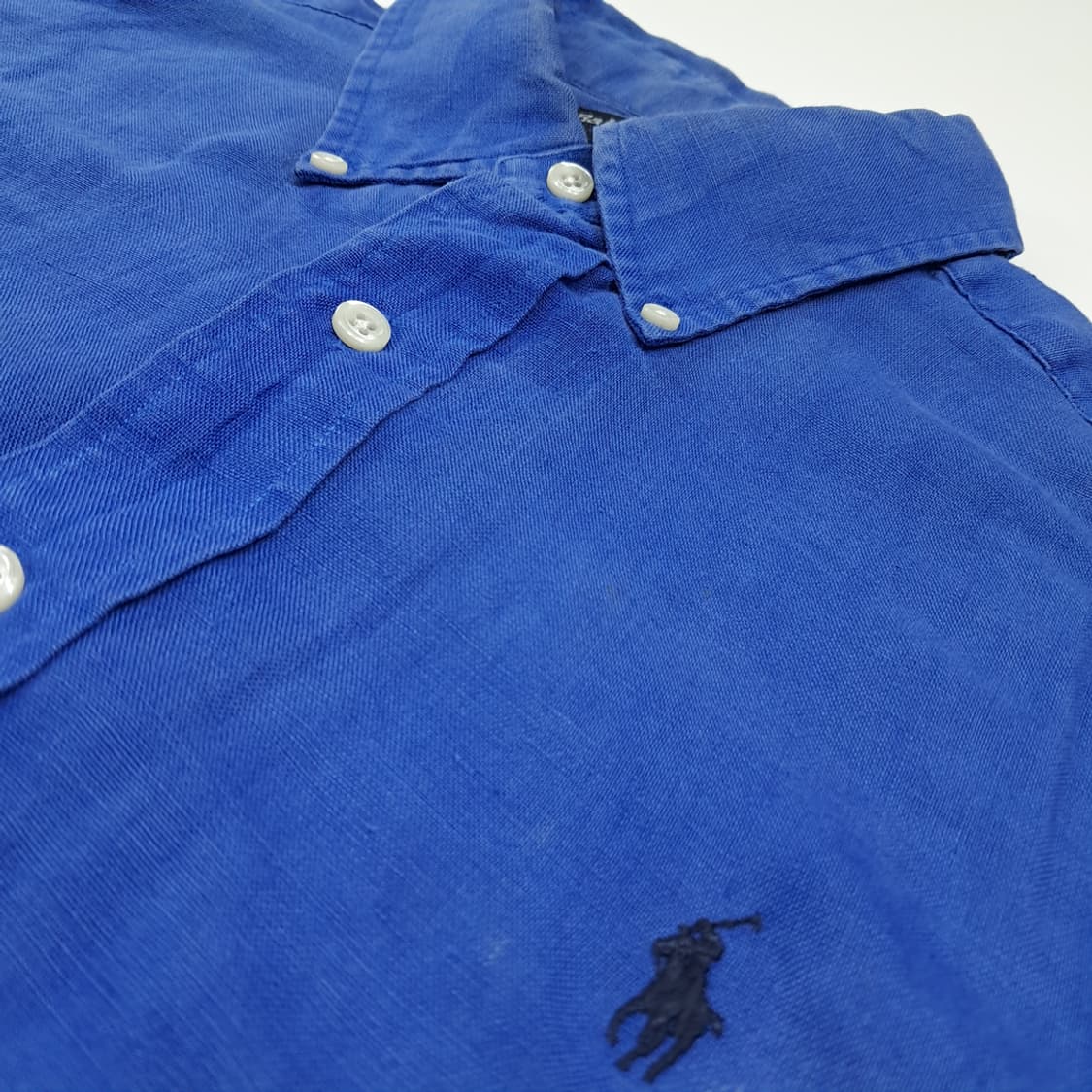 CK101 M 폴로 90s 린넨 버튼다운 블루 반팔 셔츠 남방 상품이미지4