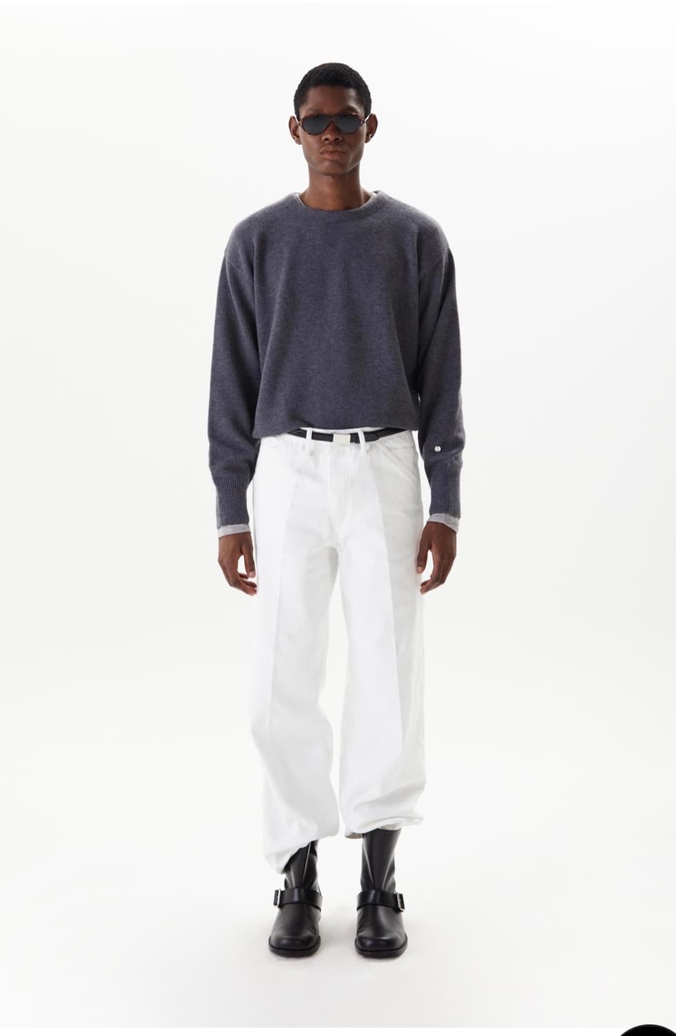 [1] 타일레 파인 울 프렌치 넥 클래식 스웨터 그레이 상품이미지3