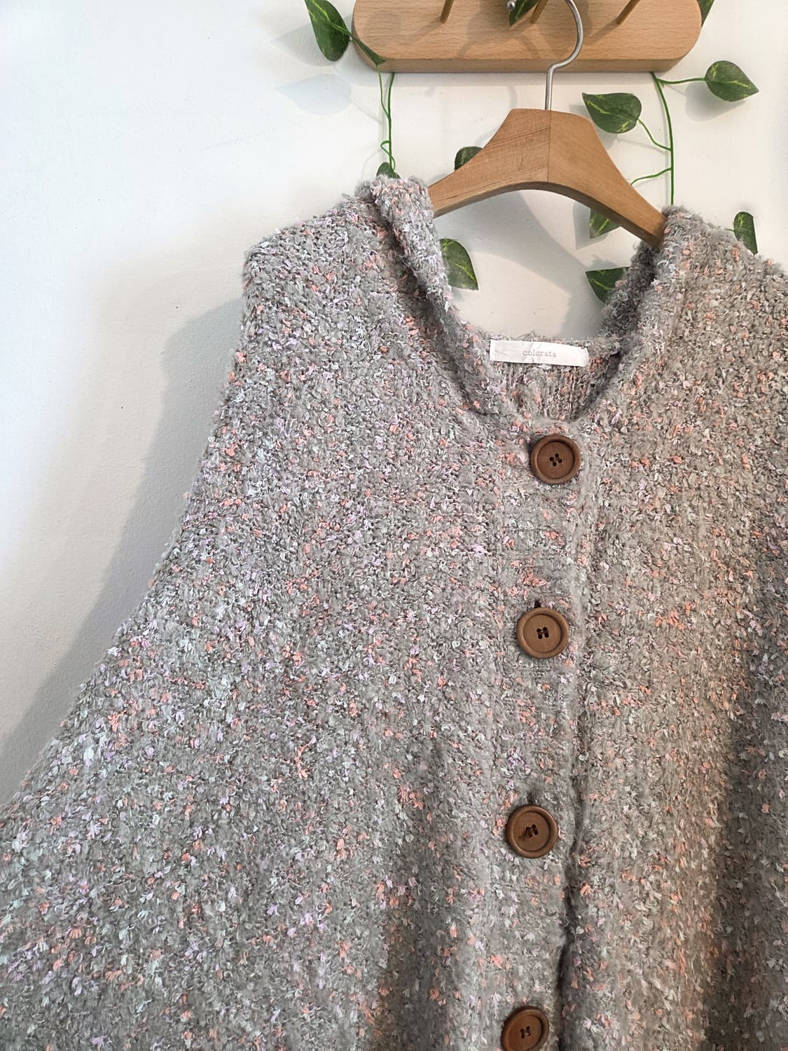 보송보송 후드 케이프 가디건 상품이미지2