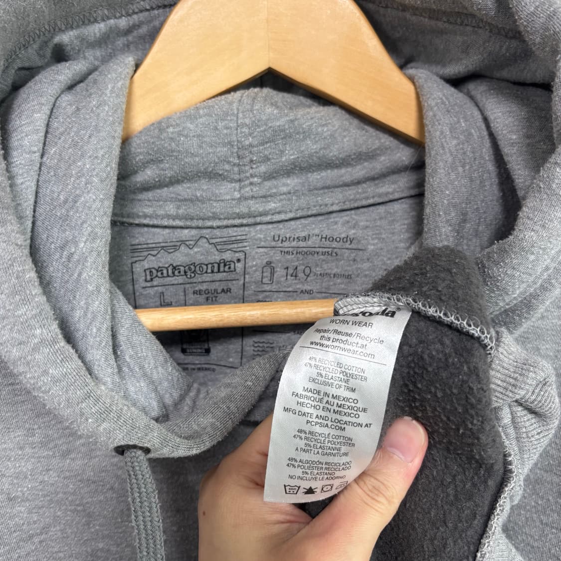 파타고니아 빅로고 후드 그레이 상품이미지3