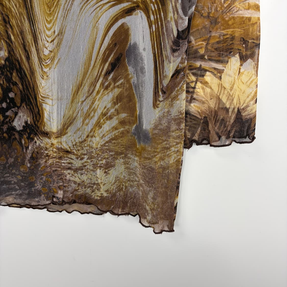 빈티지 패턴 메쉬 레이어드 티셔츠 상품이미지4