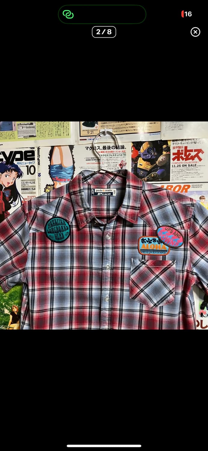 PIKO 피코 빈티지 반팔 체크 셔츠 상품이미지2