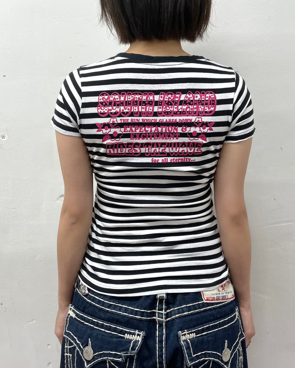 Golden Day Rainbow Flower Stripe T-shirt 상품이미지3