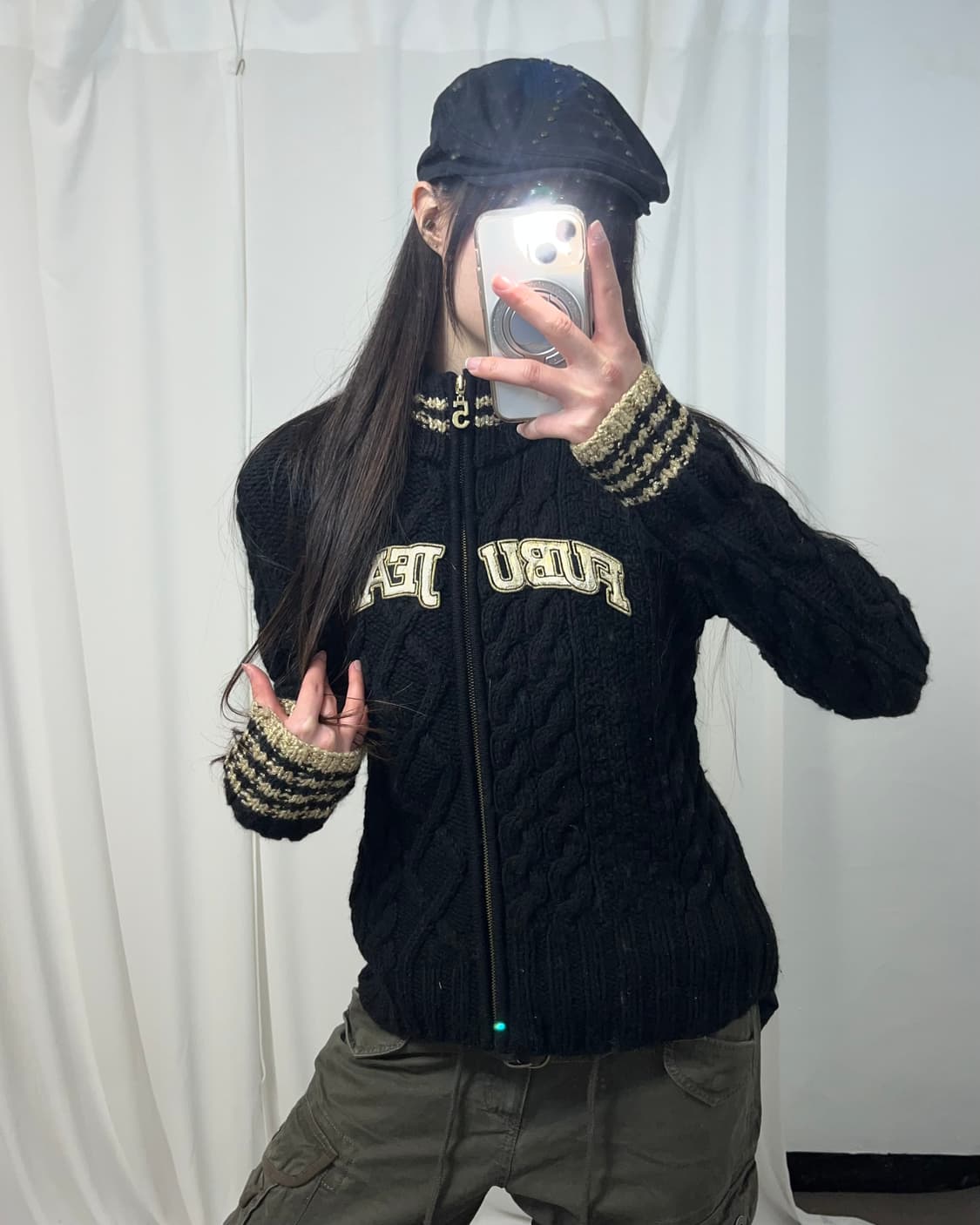 Fubu 00‘s 케이블 니트 집업 상품이미지2