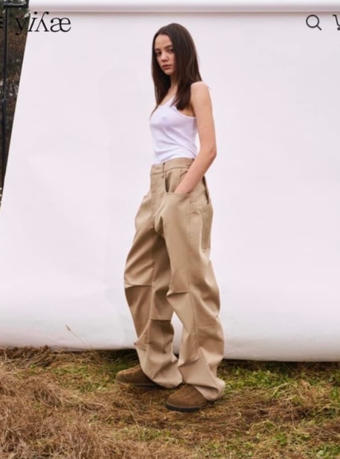 (m) yiyae hard pants beige 상품이미지1