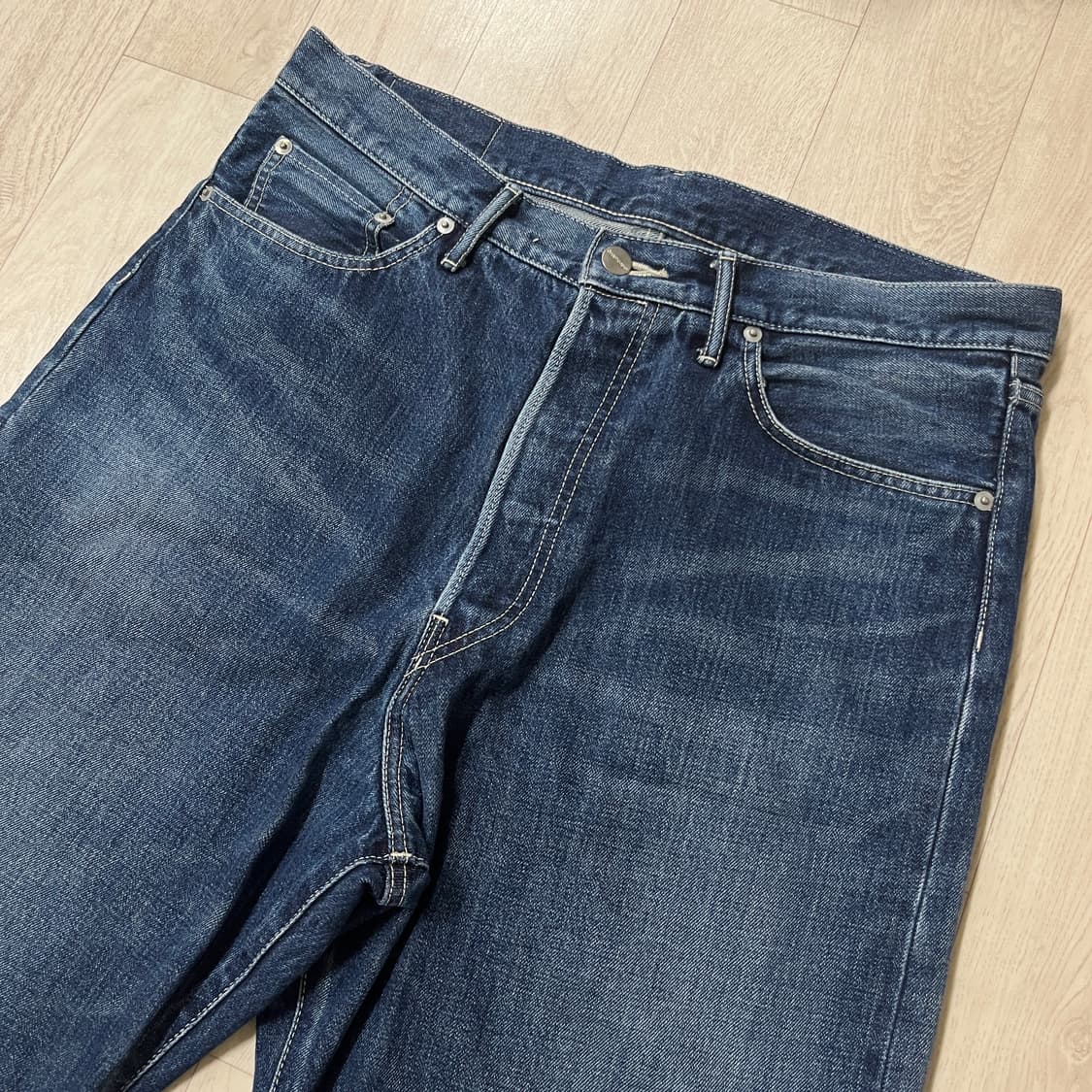 [3] 그라프페이퍼 셀비지 데님 5p 와이드 스트레이트 팬츠 다크페이드 상품이미지6