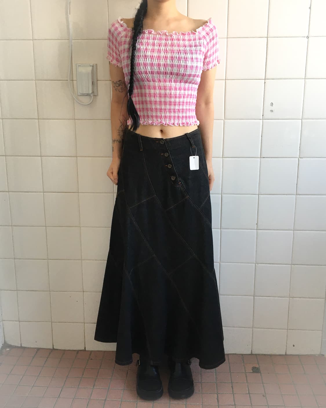 Check pattern banding top 상품이미지1