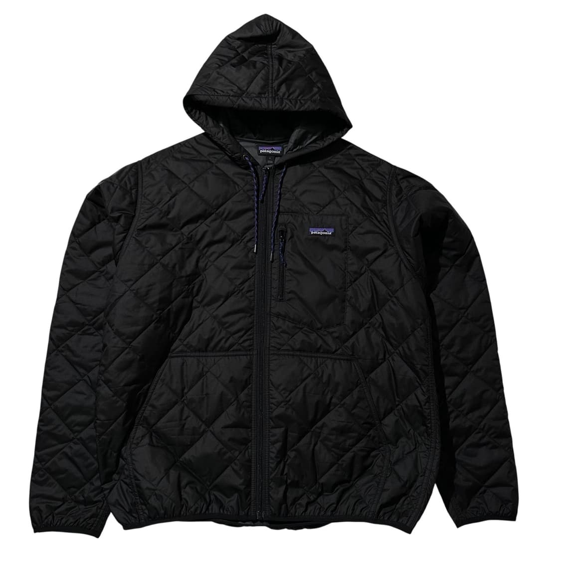 파타고니아 다이아몬드 퀼티드 봄버 후드 자켓 블랙 상품이미지1