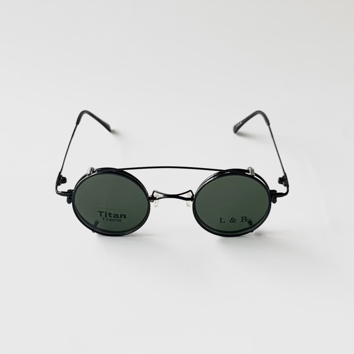 898 블랙 티탄 라운드 메탈 투웨이 안경 선글라스 Y2K 슬림 초경량 상품이미지2