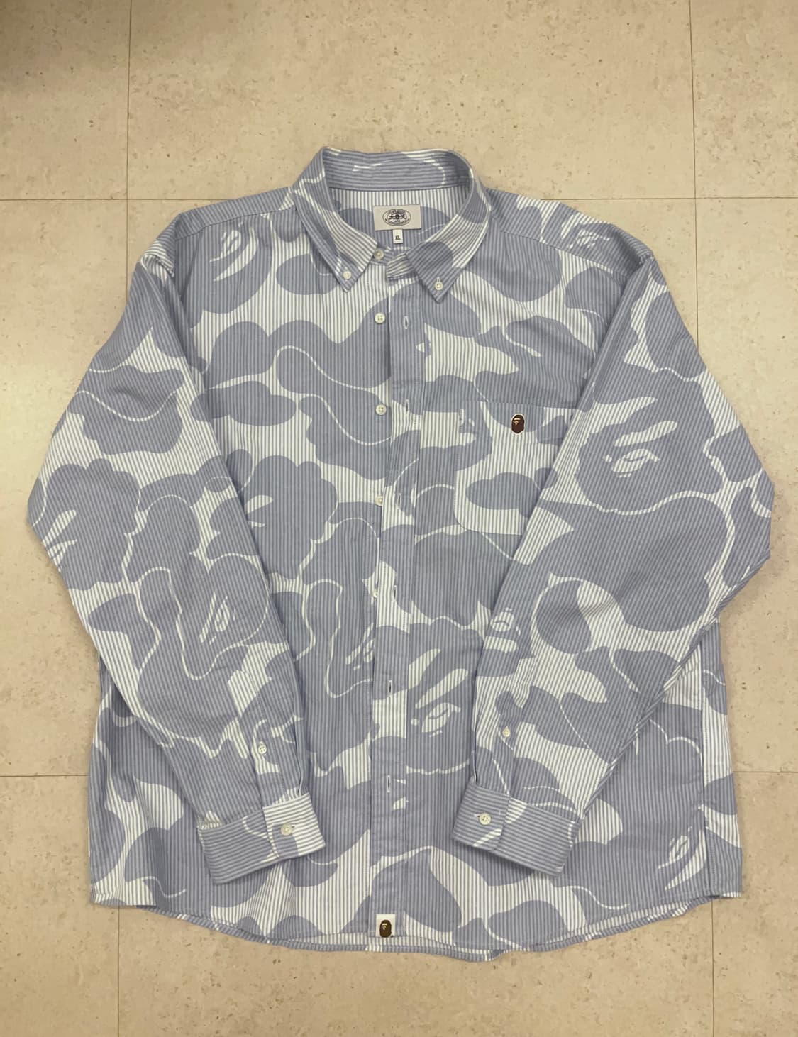 bape 스트라이프 카모 릴렉스 셔츠 블루 상품이미지2