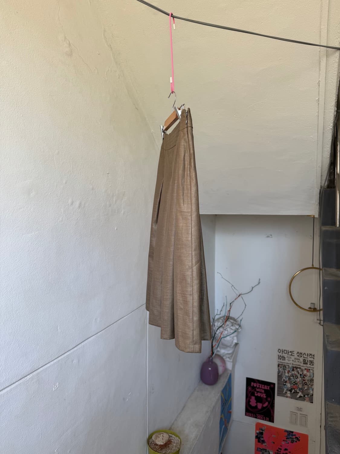 리넨 실크 플레어 미디 스커트 상품이미지4