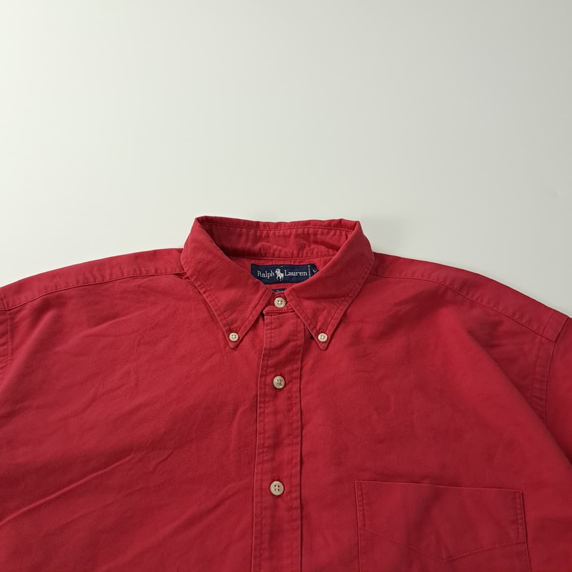 CJ191 L 폴로 빅옥스포드 90s 말레이시아판 레드 반팔 셔츠 남방 상품이미지2
