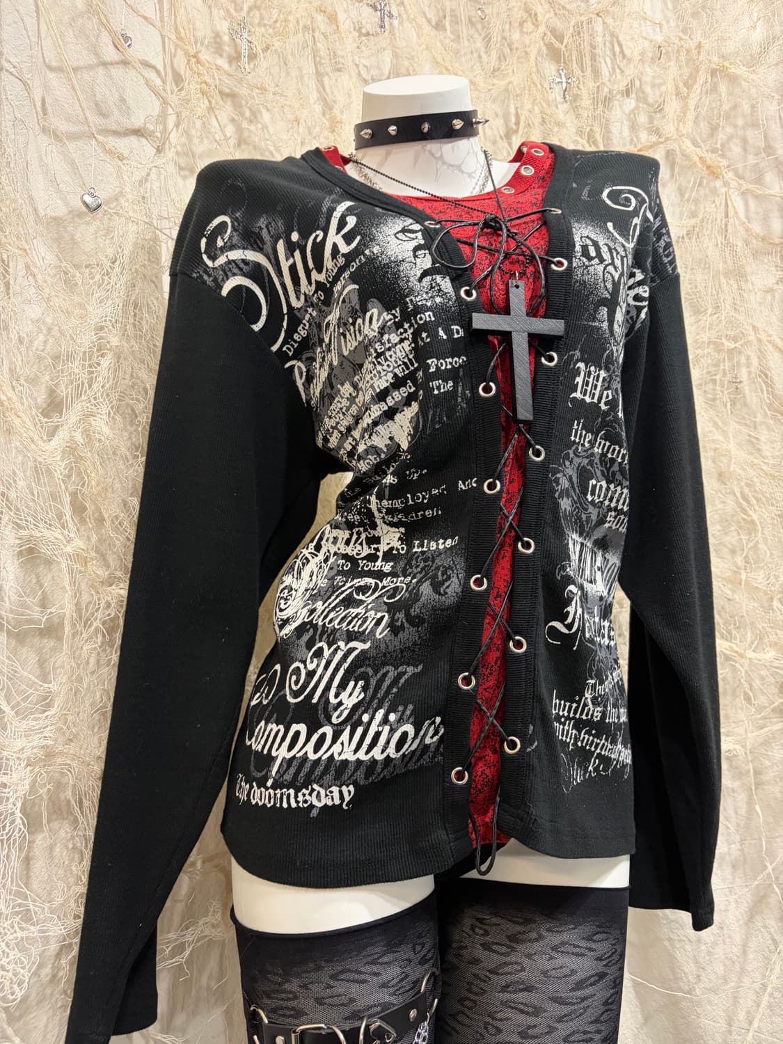 punk eyelet Gothic Layered long sleeve 상품이미지4