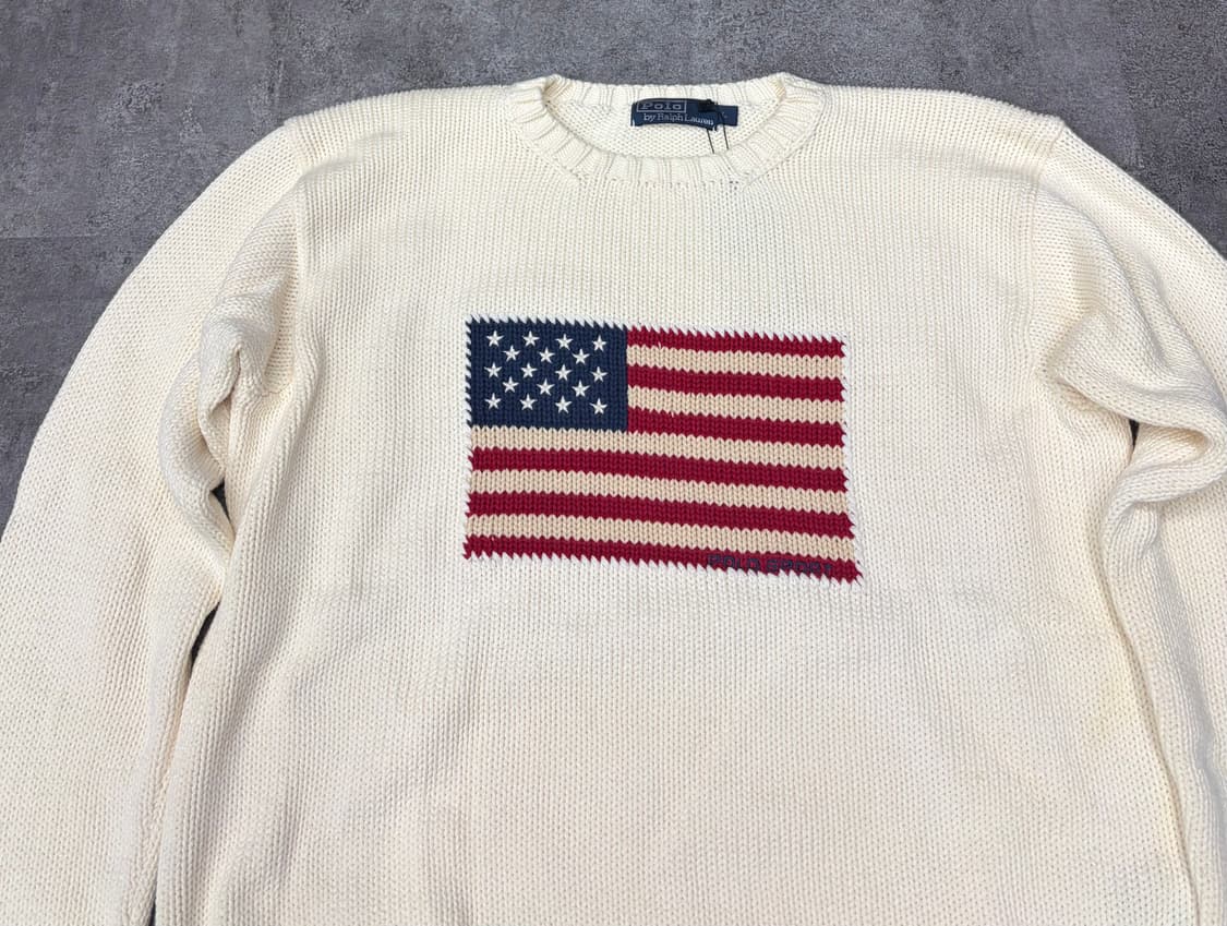 90s 폴로 랄프로렌 성조기 니트 아이보리 상품이미지2