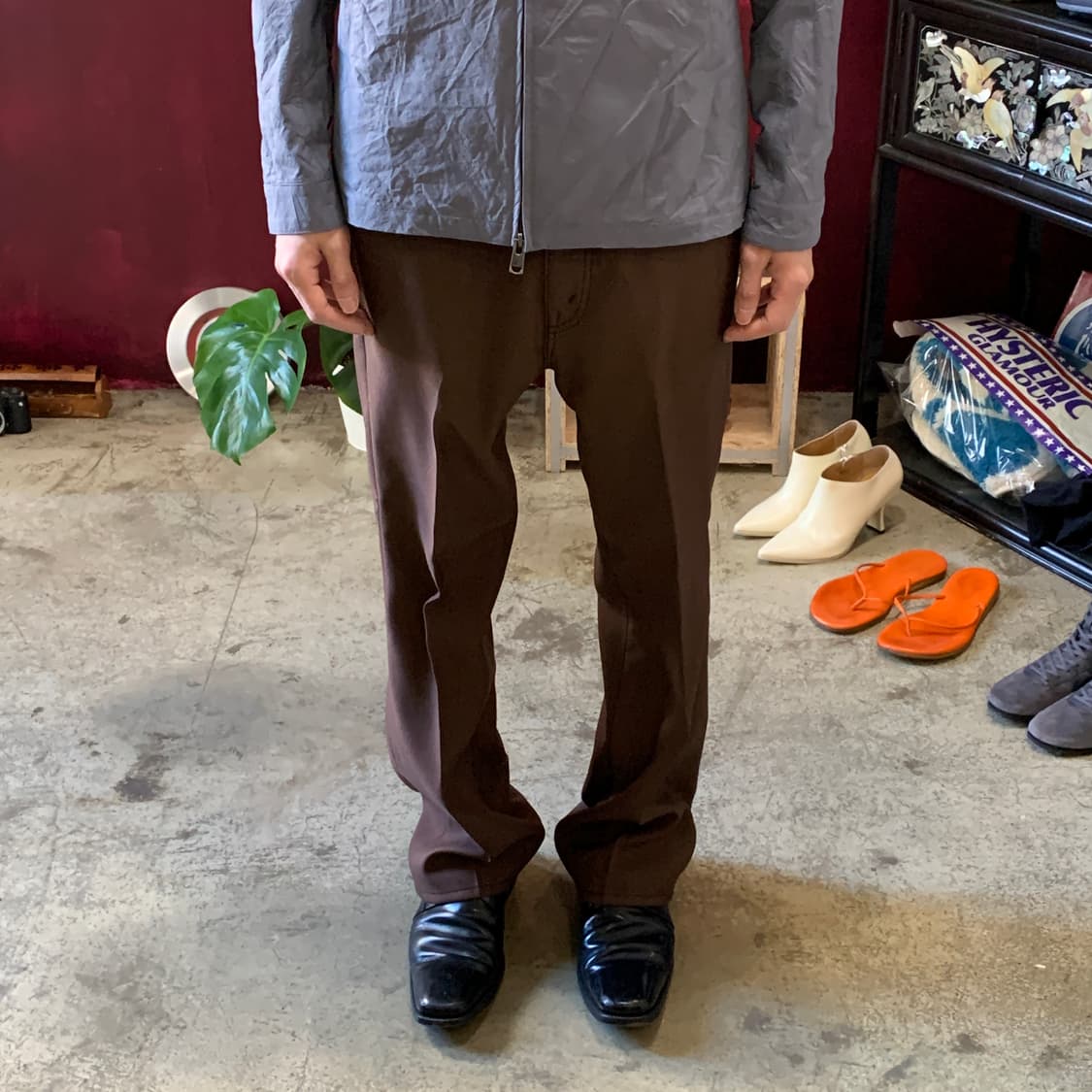 지에다 스티치 플레어 폴리 슬랙스 상품이미지4