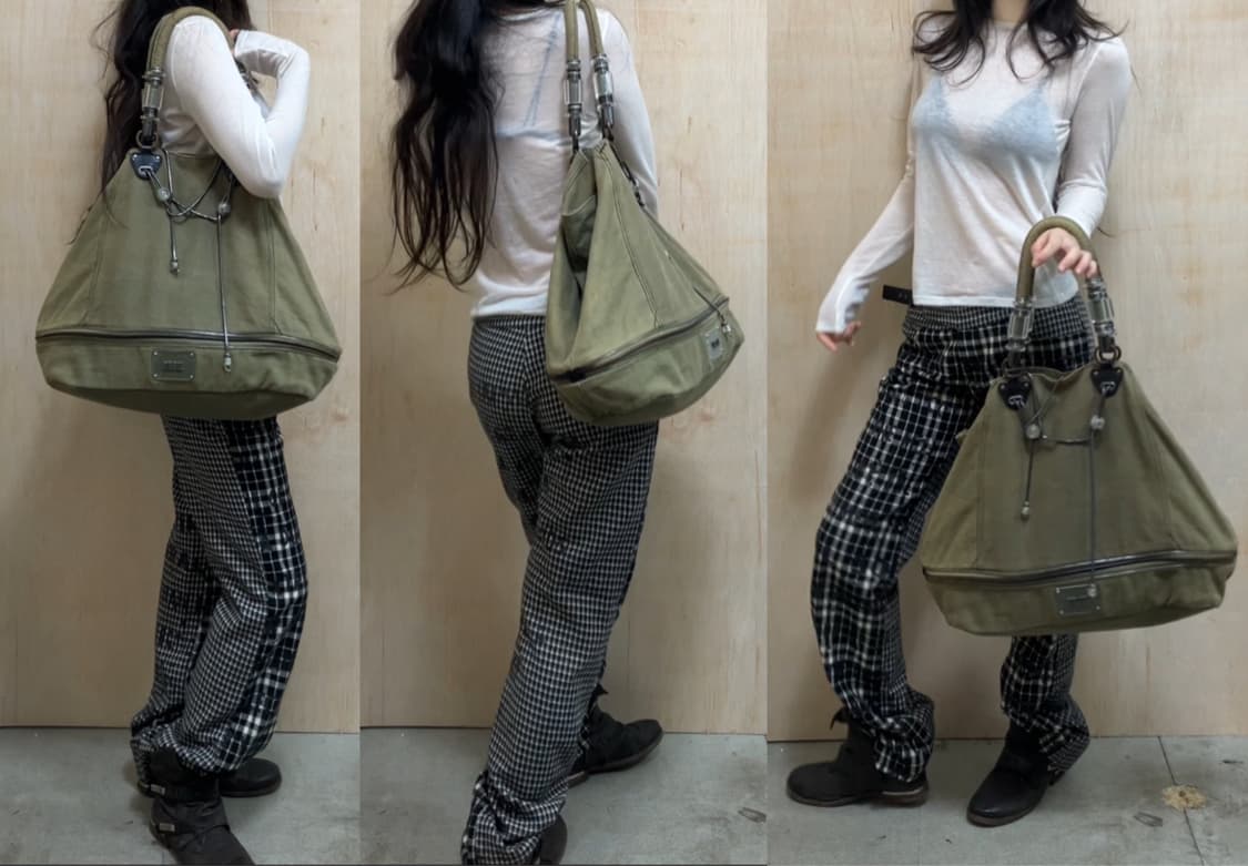 8월세일[직수입] 빈티지 RARE diesel 오버사이즈 숄더백 카키 상품이미지2