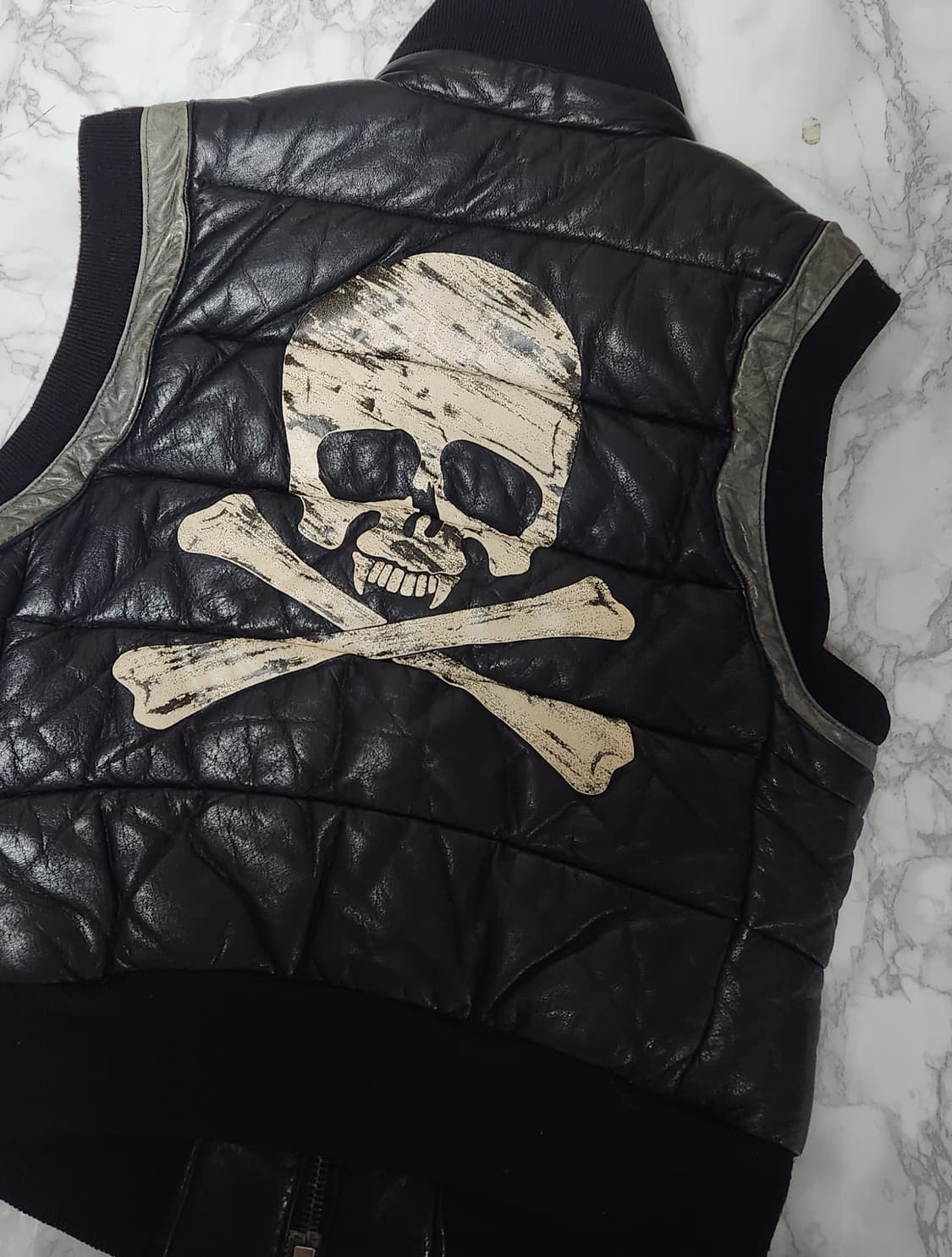 ROEN 로엔 스컬 가죽 다운 베스트 바이커 자켓 상품이미지2