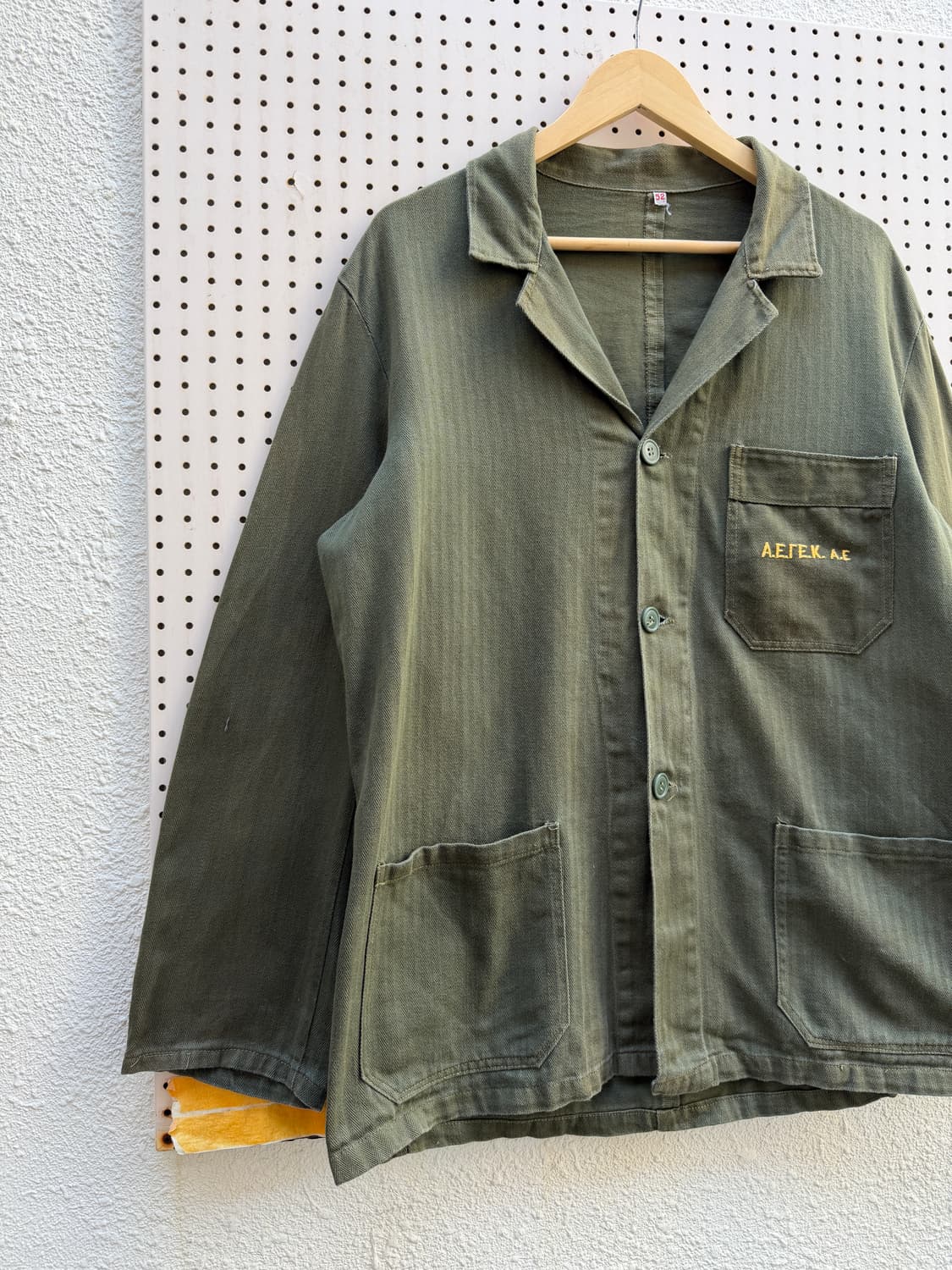 1970s EUROPEAN OLIVE HBT 올리브 헤링본 프렌치워크자켓 상품이미지3