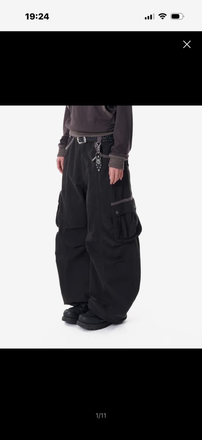 아캄 knee pin-tuck contrast cargo pants  상품이미지1