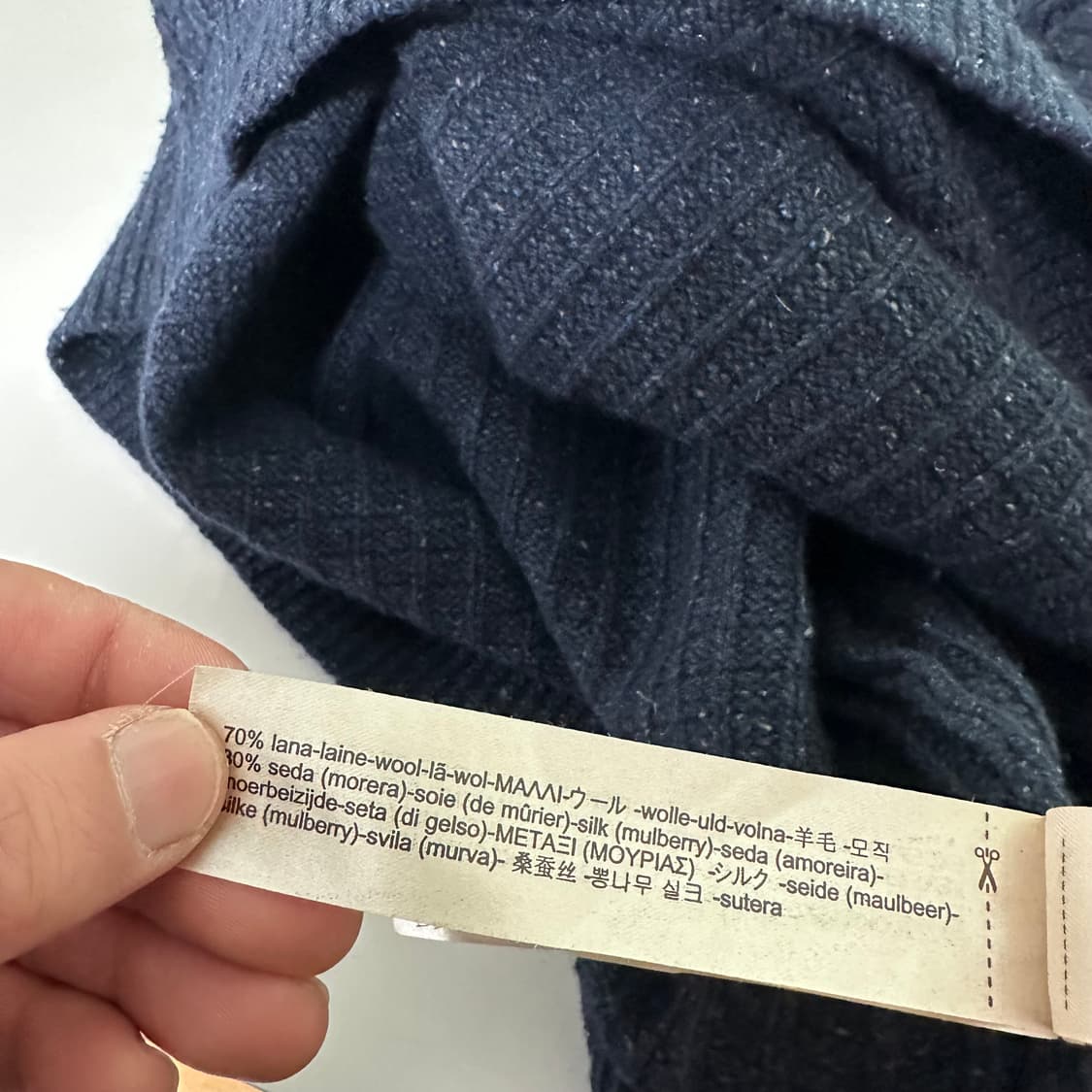 L 마시모두띠 다크네이비 실크혼방 니트후드티 상품이미지7