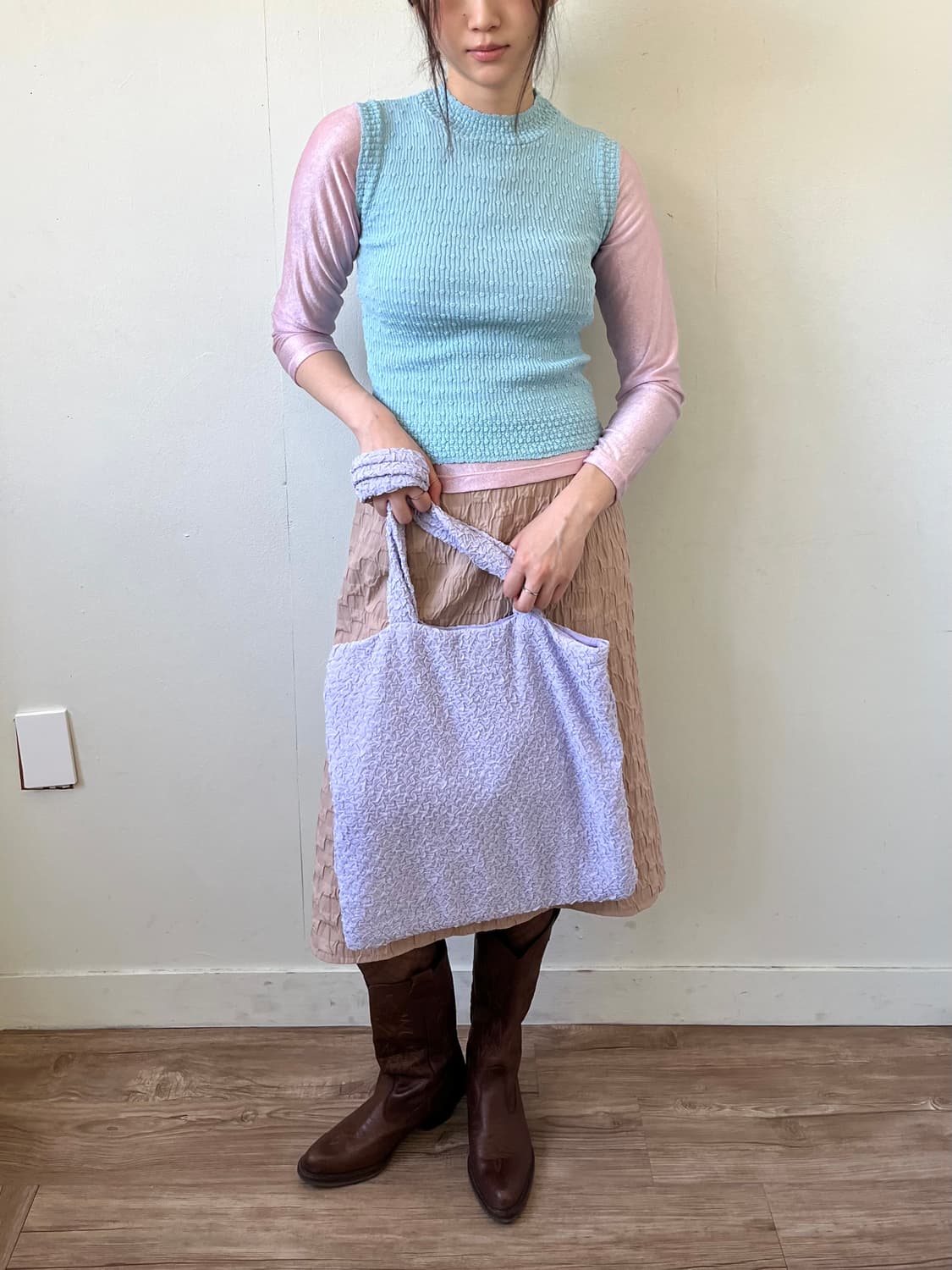 Japan vtg 라벤더 숄더백 상품이미지5