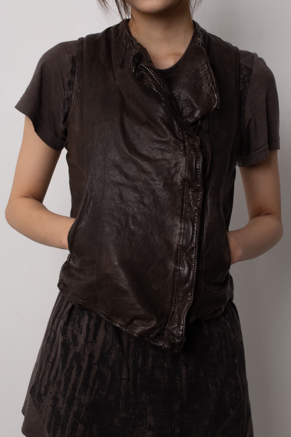 GIORGIO BRATO ASYMMETRICAL LEATHER VEST 상품이미지4