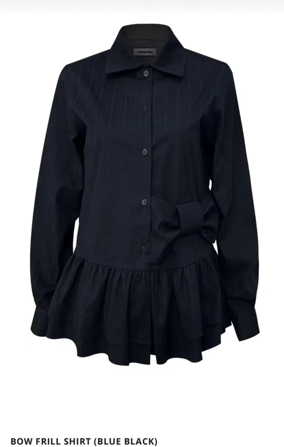 체메씨 보우 프릴 셔츠 블랙 상품이미지1