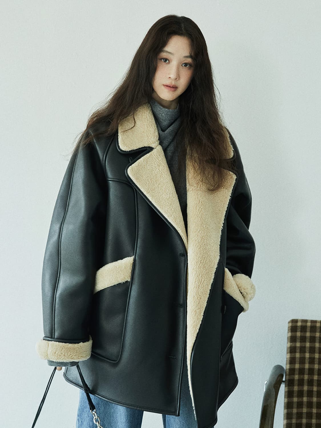루에브르 레더 시어링 여성 자켓 F 상품이미지1