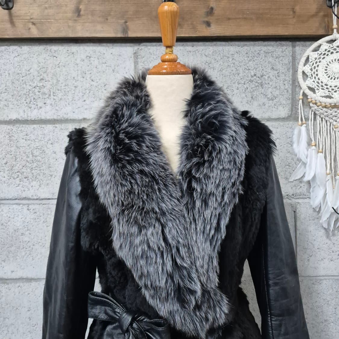 폭스렉스배색 빈티지가죽프릴자켓 상품이미지2