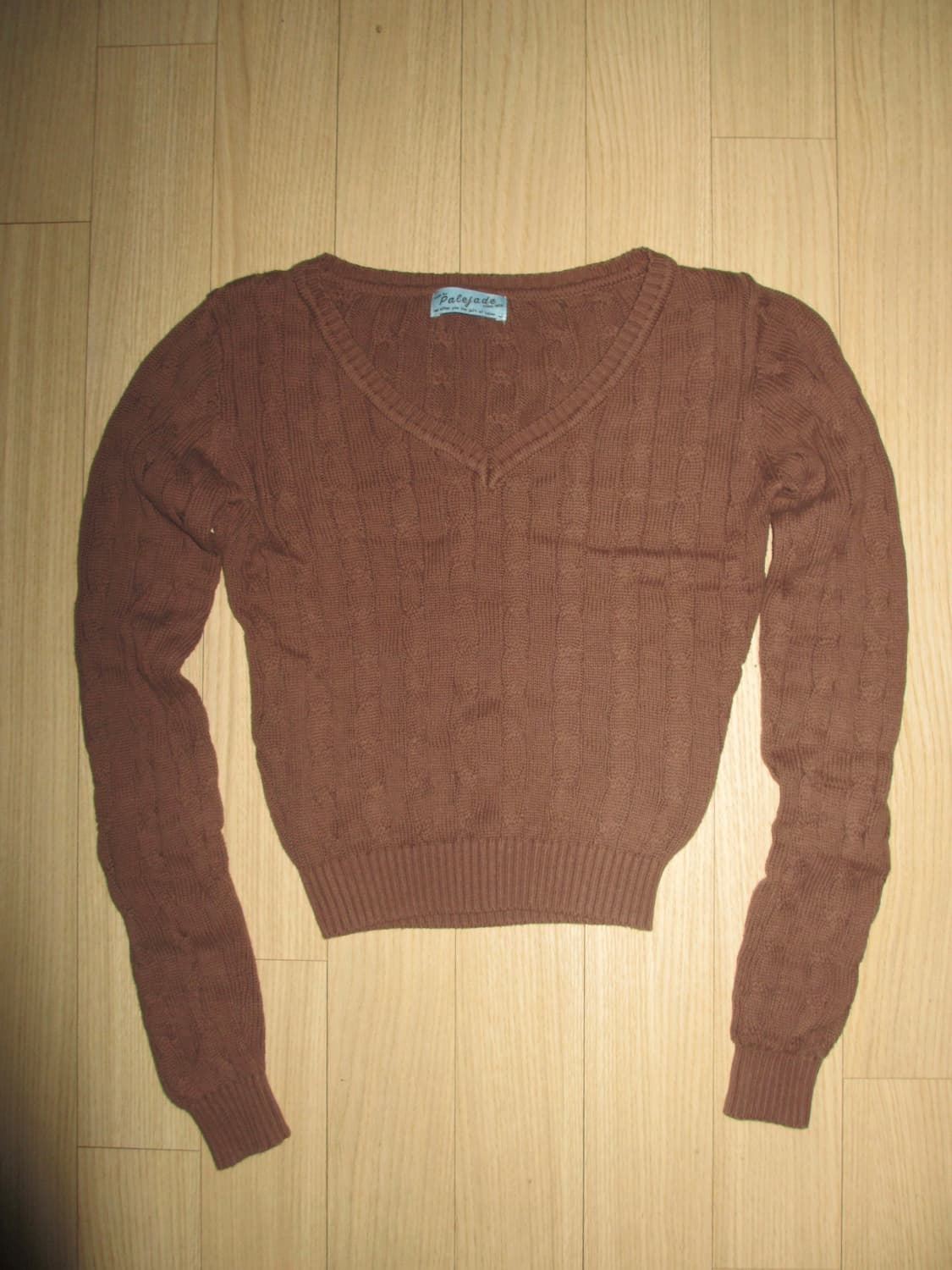 Palejade 페일제이드 브이넥 니트 브라운 상품이미지1