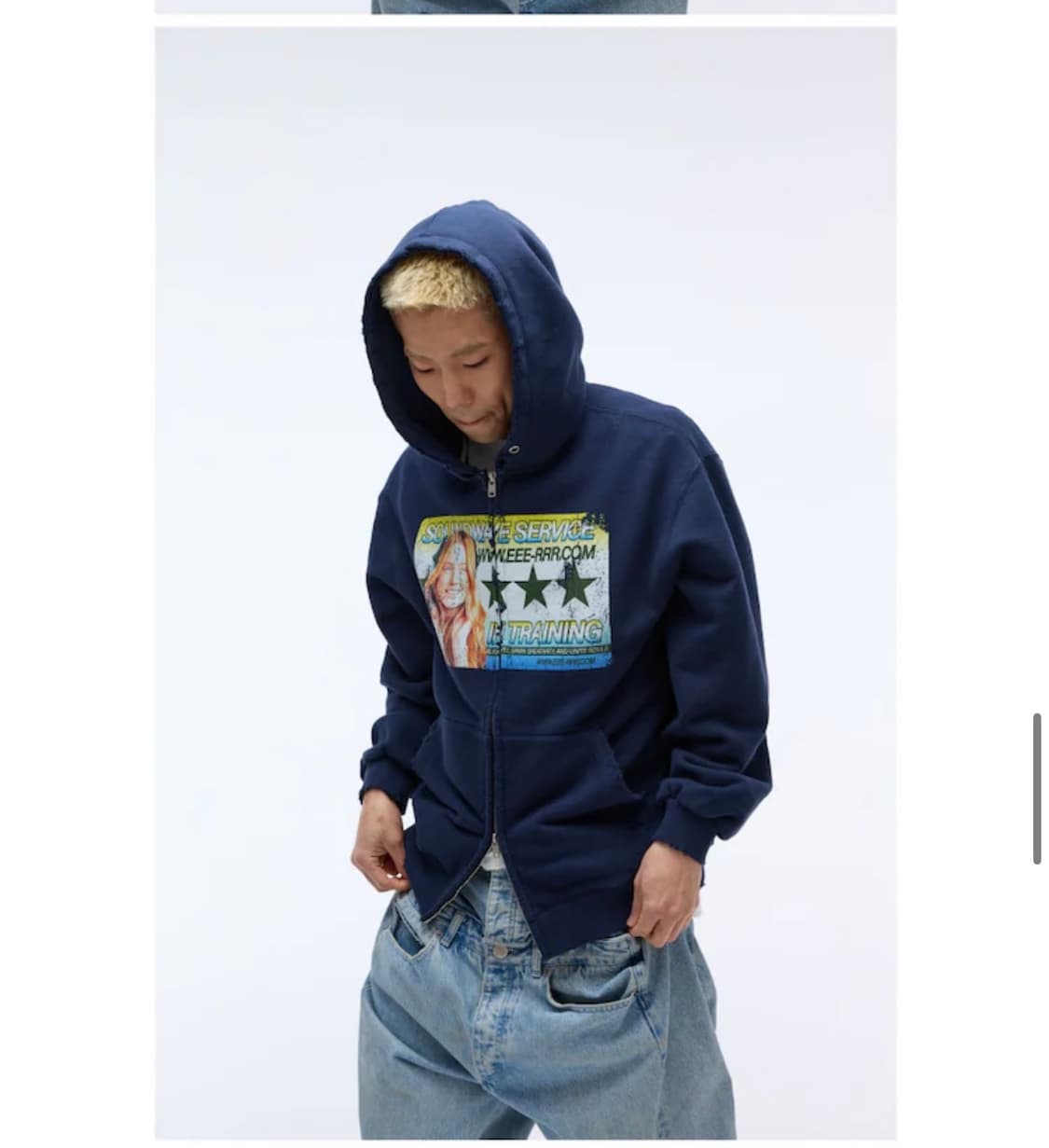 이이이알알알(EEERRR) 아트워크 데미지 워싱 후드집업 상품이미지1