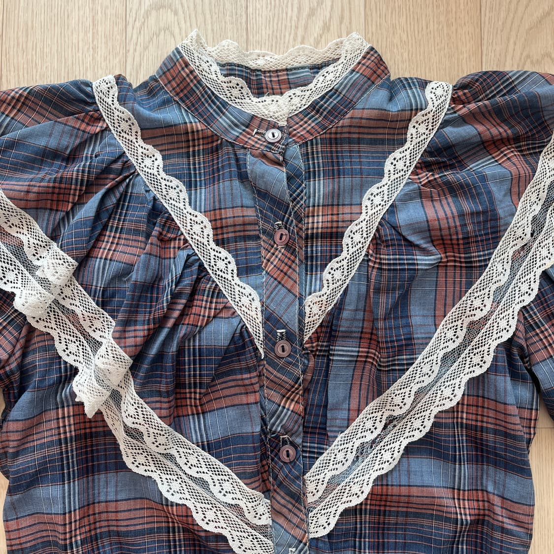 빈티지 체크 레이스 원피스 상품이미지3