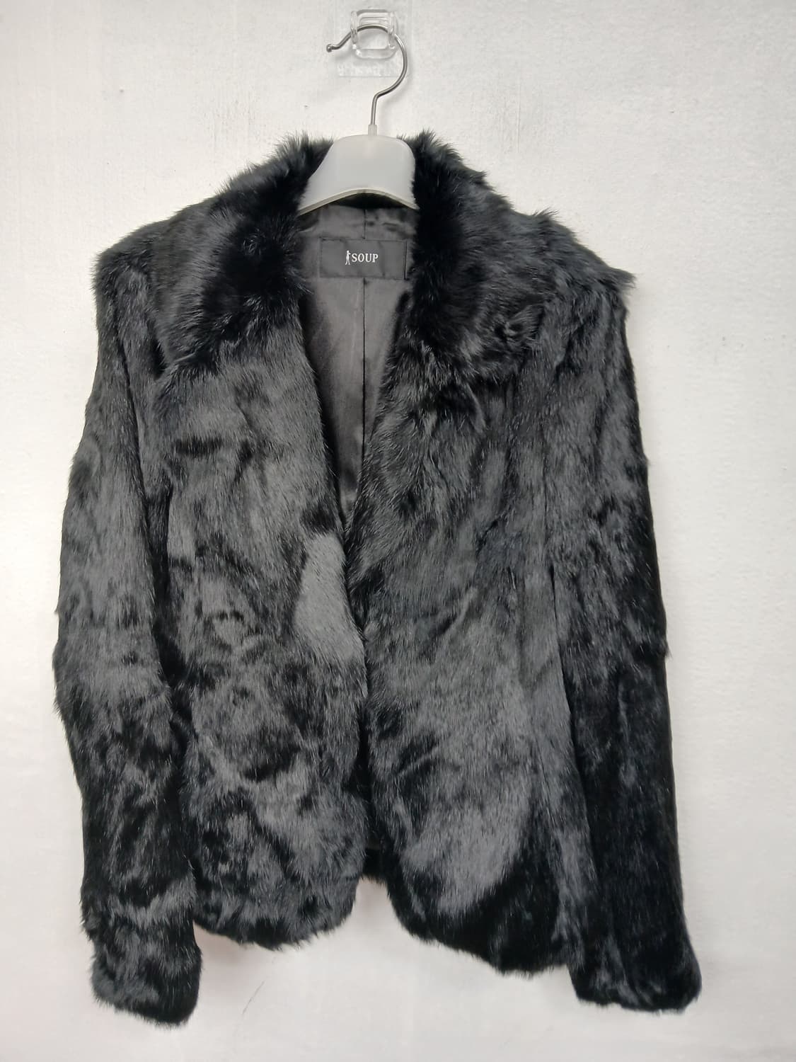 SOUP 블랙 천연토끼털 퍼 자켓 90 S 상품이미지4