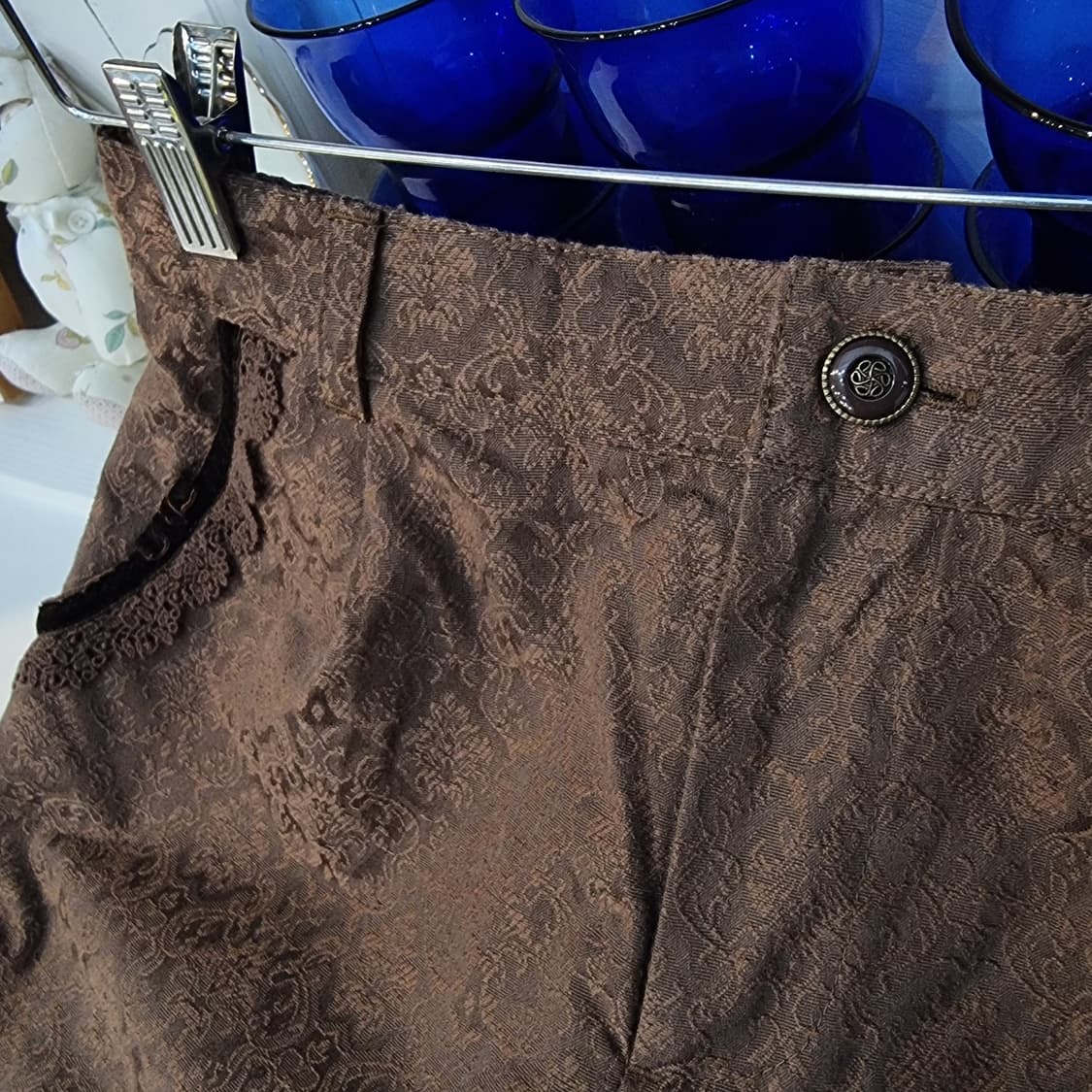 axes femme 브라운 자카드 레이스 하프팬츠 상품이미지4