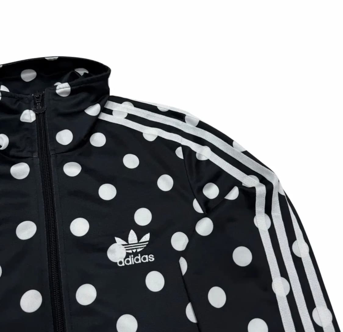 아디다스 빈티지 파이어버드 빅로고 도트 땡땡이 패턴 트랙탑져지 자켓 블랙 상품이미지2