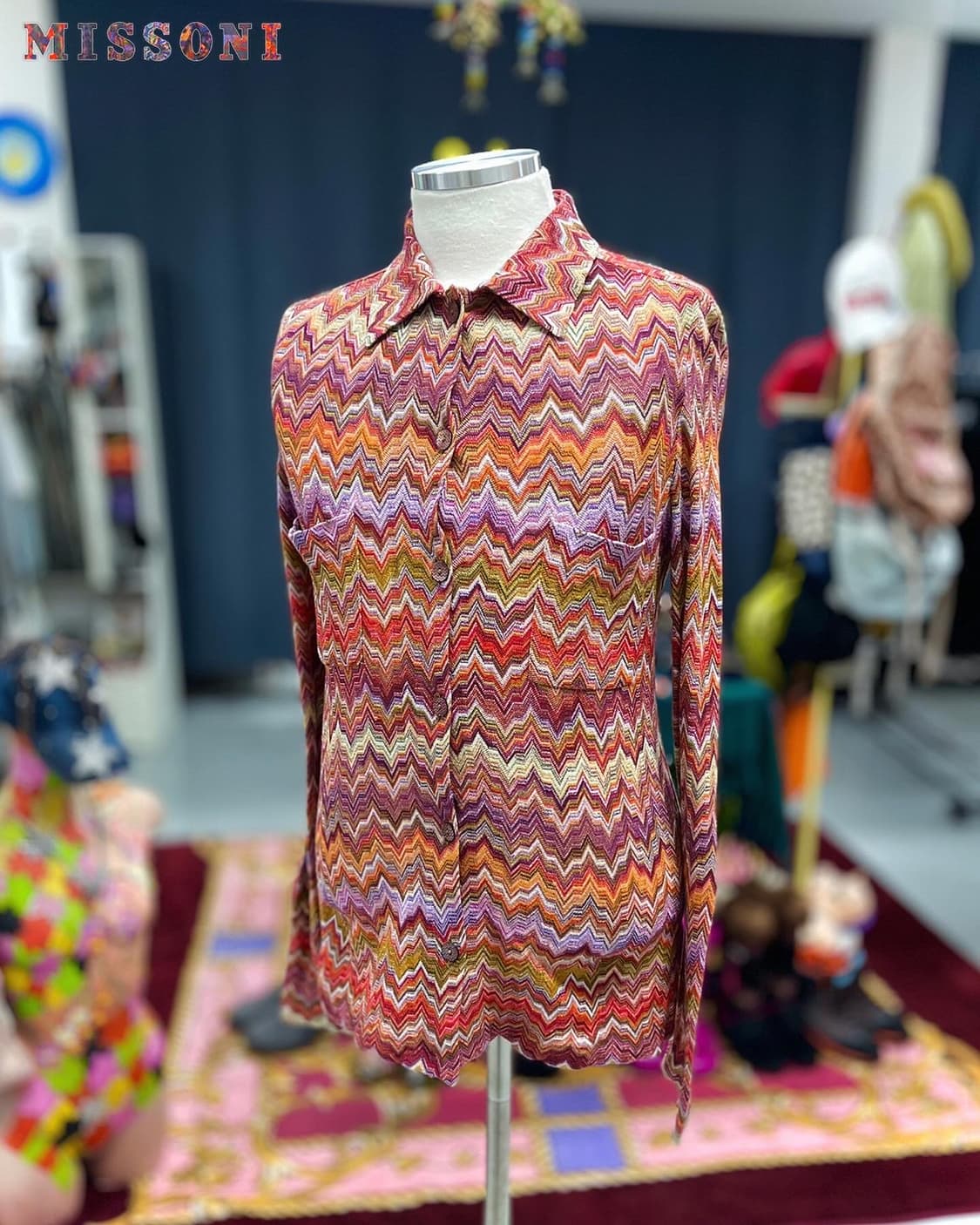 90s 미쏘니 트위스트 위빙 니트 셔츠 가디건 자켓 상품이미지1