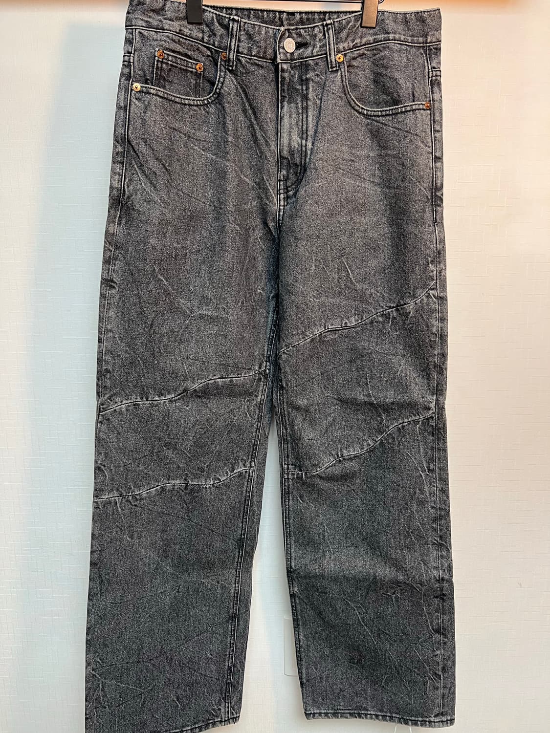 블랙 와이드 데님 상품이미지3