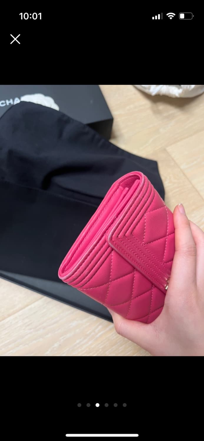 보이 샤넬 금장 장지갑 핑크 상품이미지3