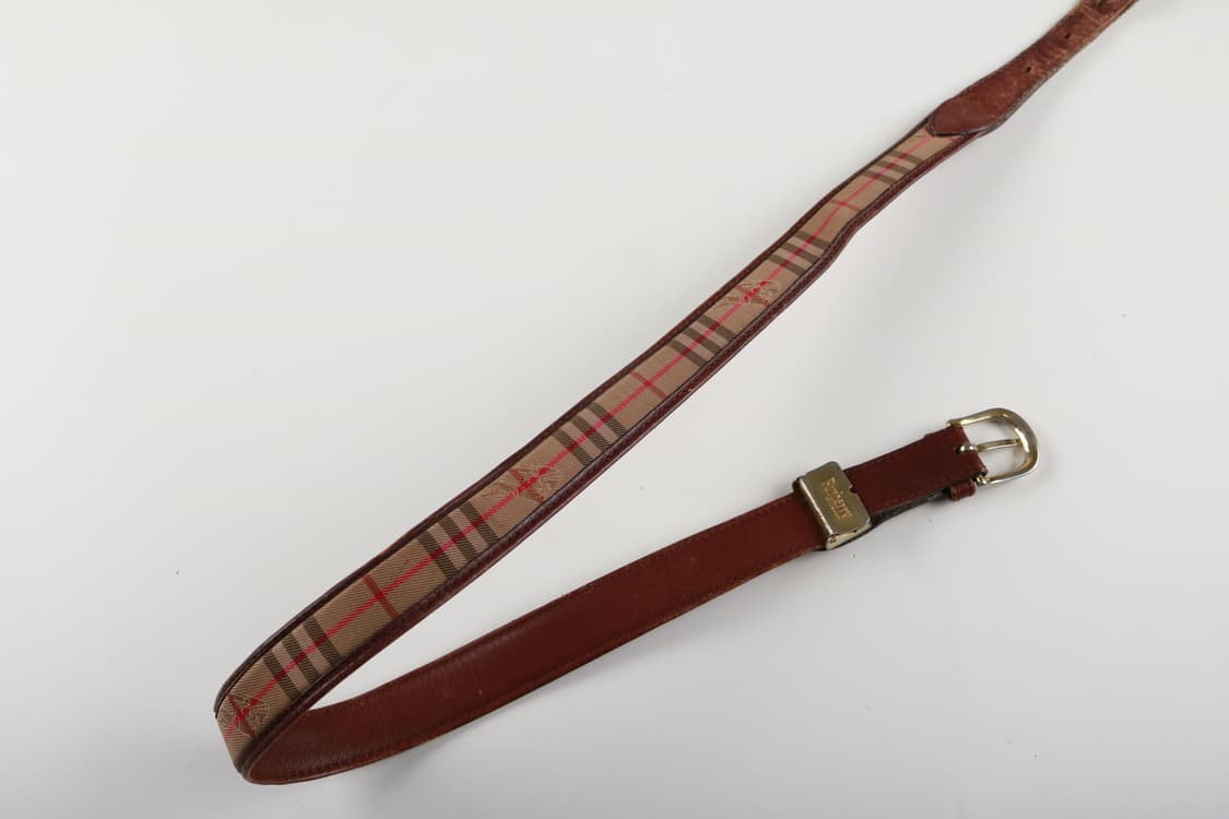 빈티지 버버리 체크 가죽 벨트 상품이미지3