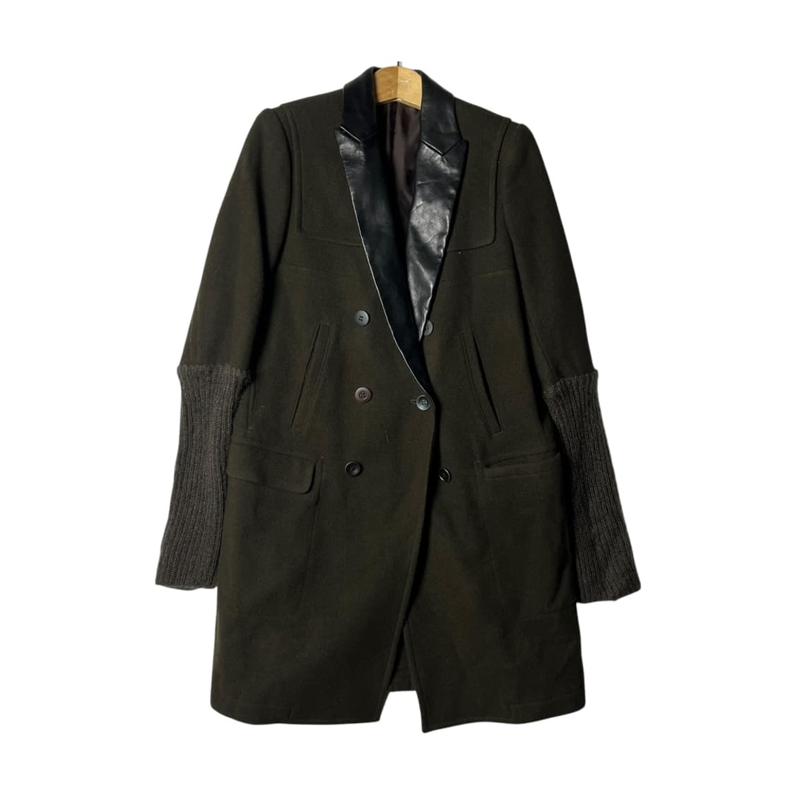 [UNDERCOVER]  13aw 언더커버 레더카라 모헤어믹스 코트 상품이미지1