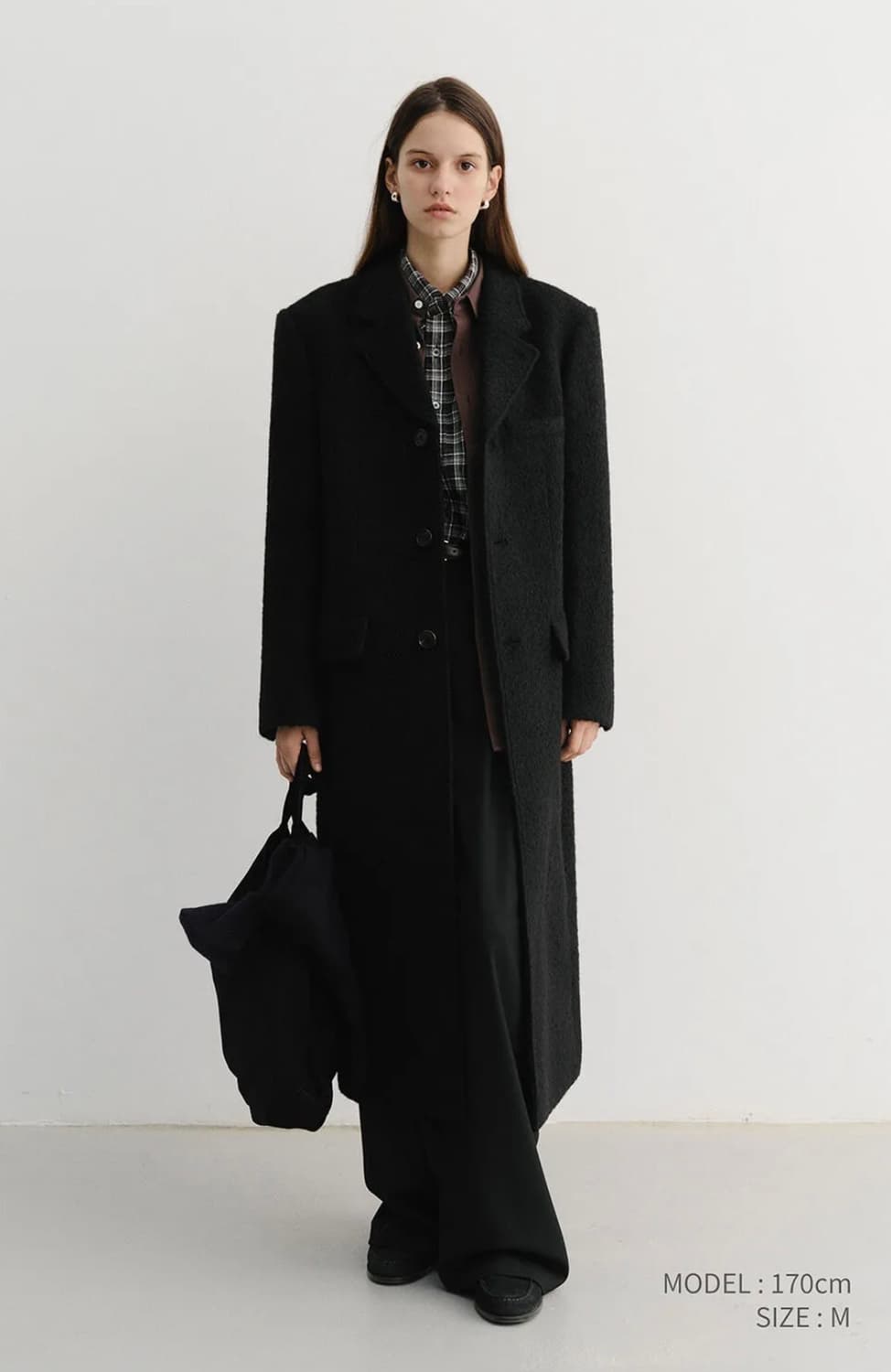 던스트 유니섹스 투웨이 부클 울코트 블랙 / S 상품이미지4