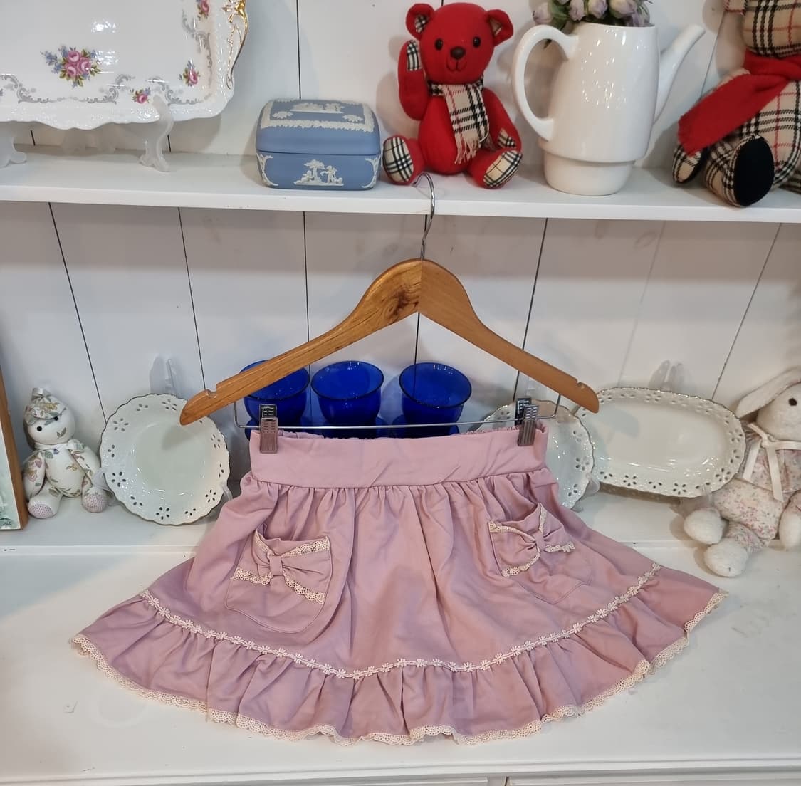 디어리 딸기우유 로즈핑크 프릴치마 상품이미지3